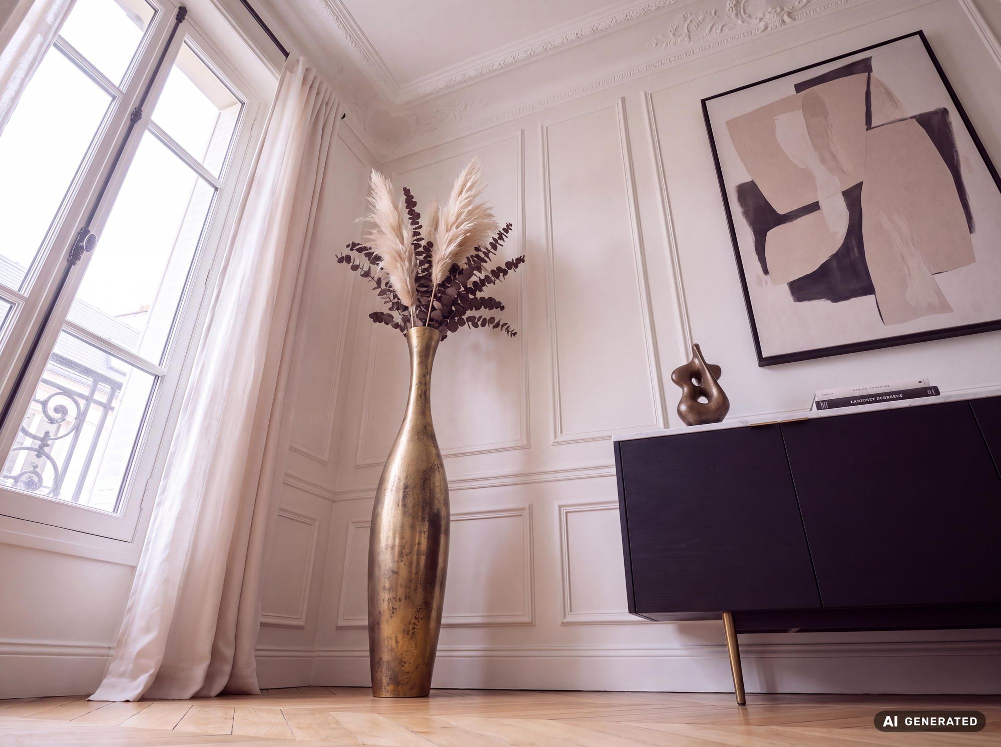 Vase FineBuy Aluminium Gold Blumenvase XXL Bodenvase Wohndeko Groß Alu Modern – Ansicht 5