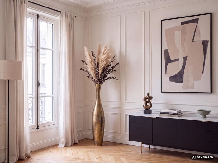 FineBuy Deko Vase Aluminium Gold Blumenvase Modern Groß, Dekovase Extravagant für Blumen, XXL Alu Bodenvase Metall Wohndeko Handgefertigt