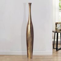 Vase FineBuy Aluminium Gold Blumenvase XXL Bodenvase Wohndeko Groß Alu Modern – Ansicht 1