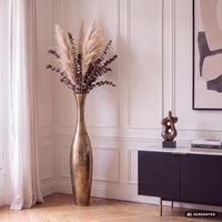 Vase FineBuy Aluminium Gold Blumenvase XXL Bodenvase Wohndeko Groß Alu Modern – Ansicht 1