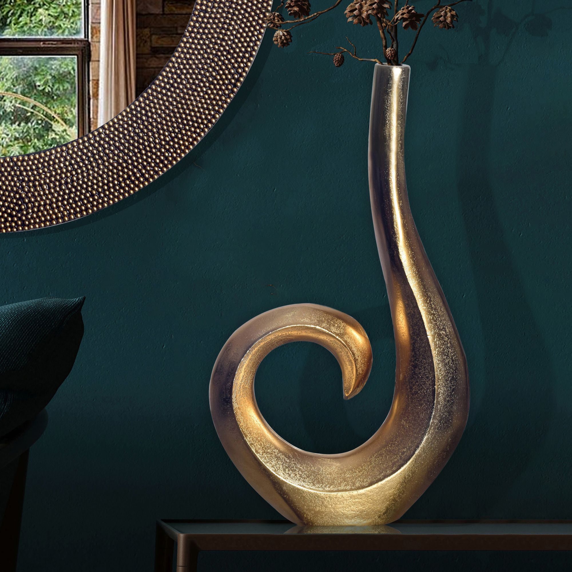 Vase FineBuy Blumenvase 47 cm Aluminium Spirale Tischvase Wohndeko Dekovase – Ansicht 1
