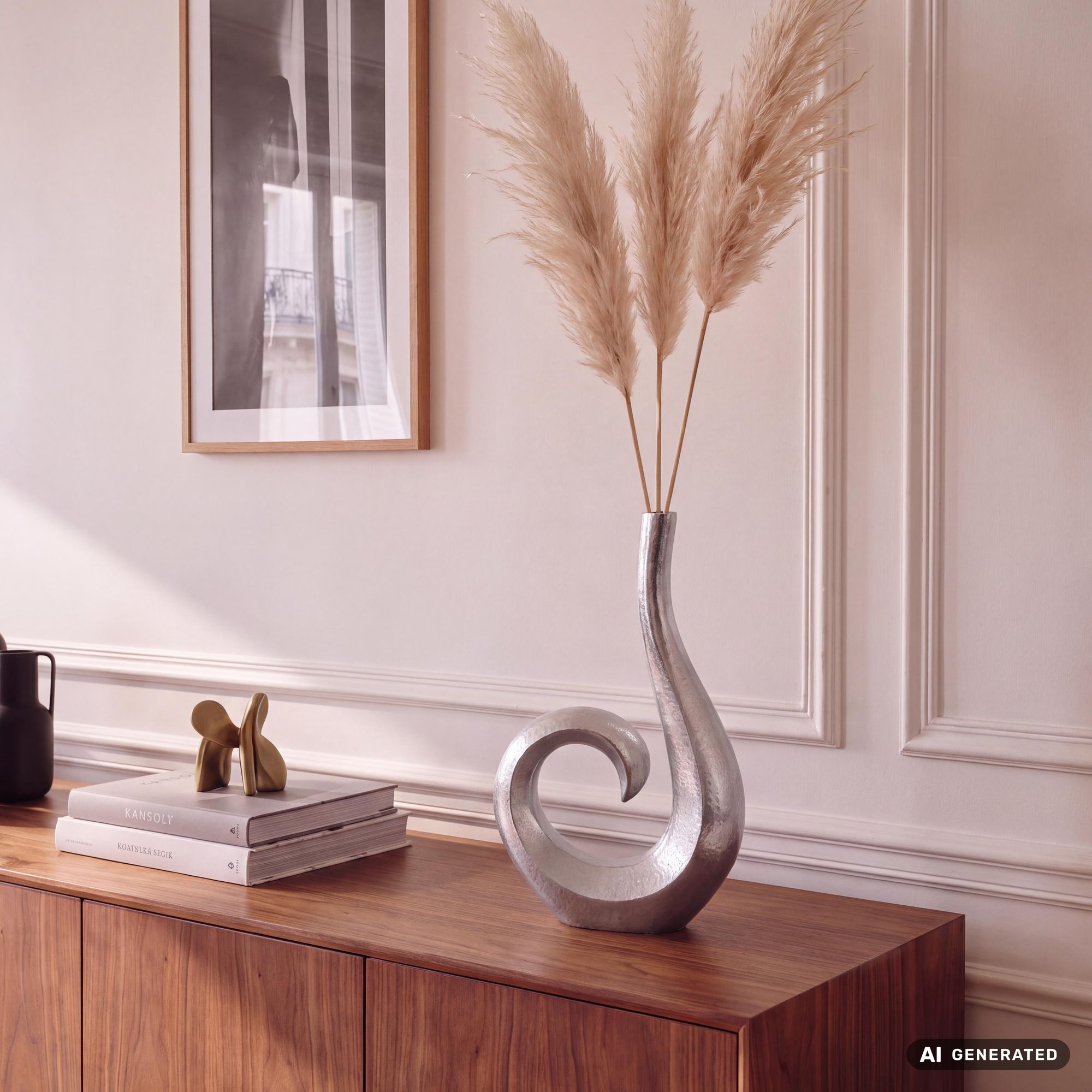 Vase FineBuy Blumenvase 47 cm Aluminium Spirale Tischvase Wohndeko Dekovase – Ansicht 1
