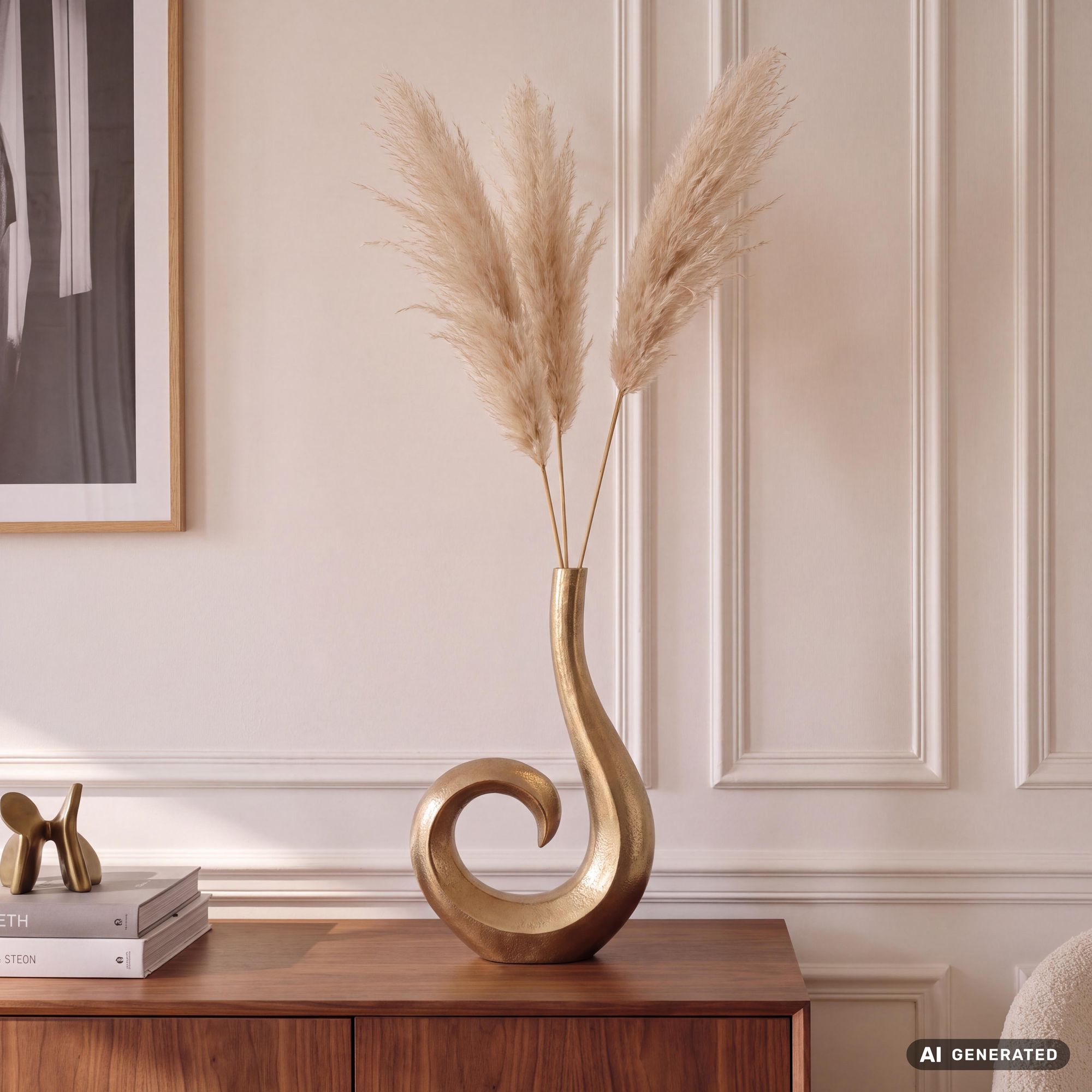 Vase FineBuy Blumenvase 47 cm Aluminium Spirale Tischvase Wohndeko Dekovase – Ansicht 1