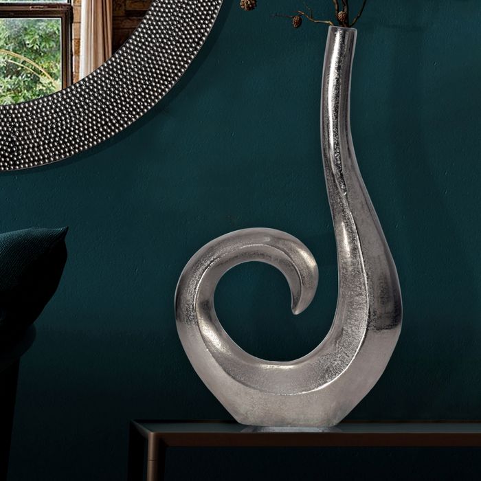 Vase FineBuy Blumenvase 47 cm Aluminium Spirale Tischvase Wohndeko Dekovase