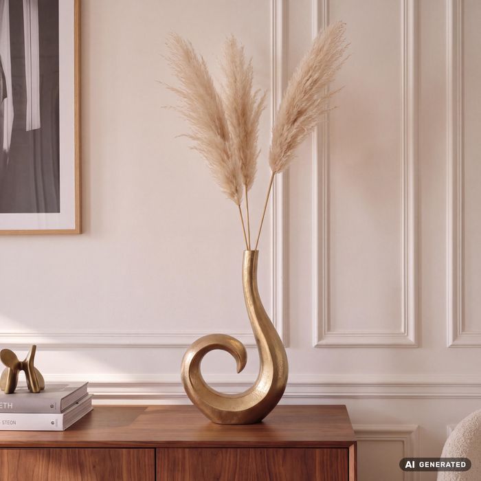 Vase FineBuy Blumenvase 47 cm Aluminium Spirale Tischvase Wohndeko Dekovase