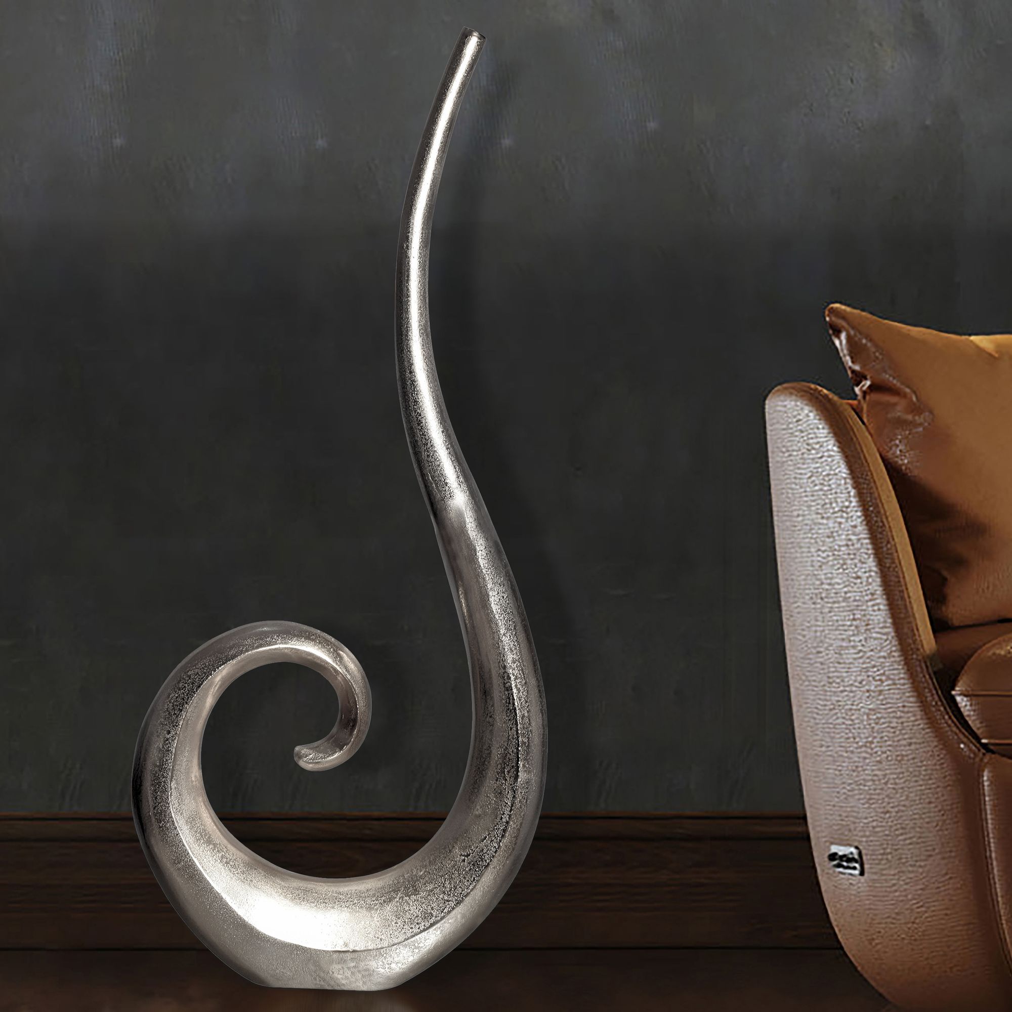 Vase 100 cm Aluminium Blumenvase Spirale Bodenvase Wohndeko Groß Dekovase Modern – Ansicht 1