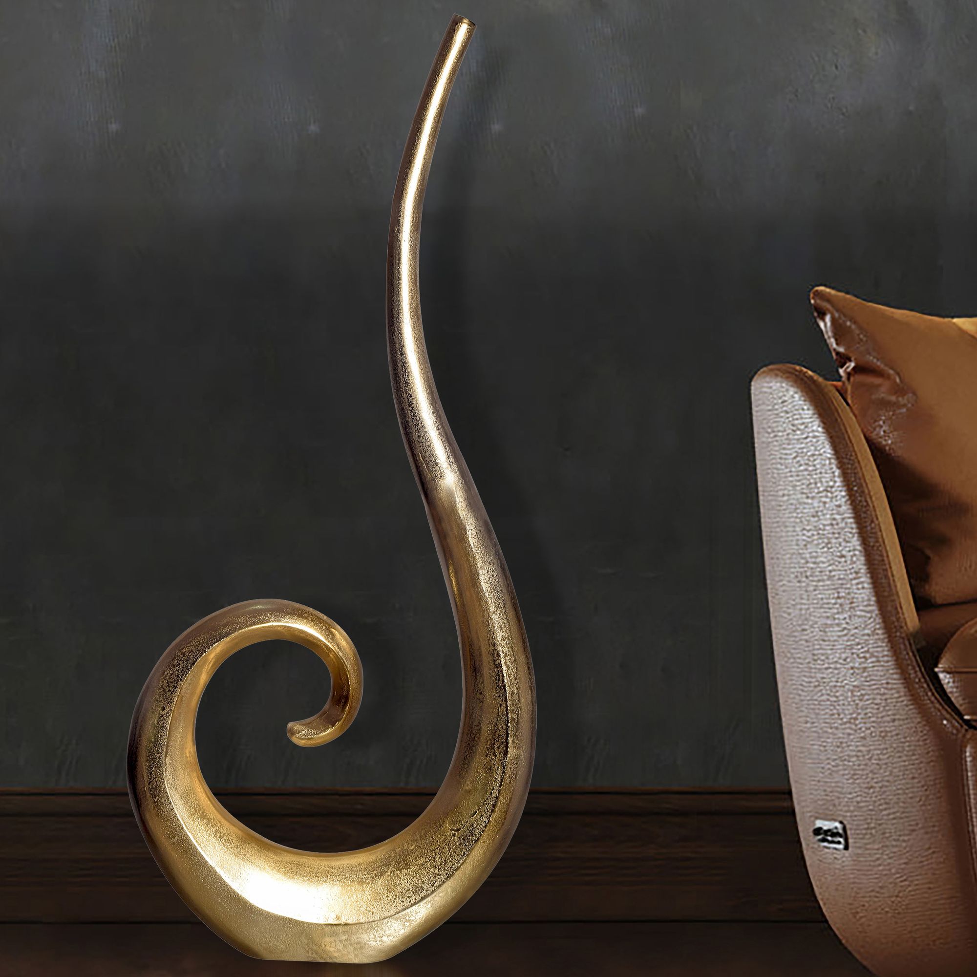 Vase 100 cm Aluminium Blumenvase Spirale Bodenvase Wohndeko Groß Dekovase Modern – Ansicht 1