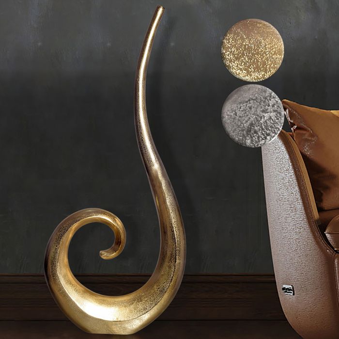 FineBuy Deko Vase 100 cm Aluminium Spirale Blumenvase Modern Groß, Dekovase Extravagant für Blumen, XXL Alu Bodenvase Metall Wohndeko Handgefertigt