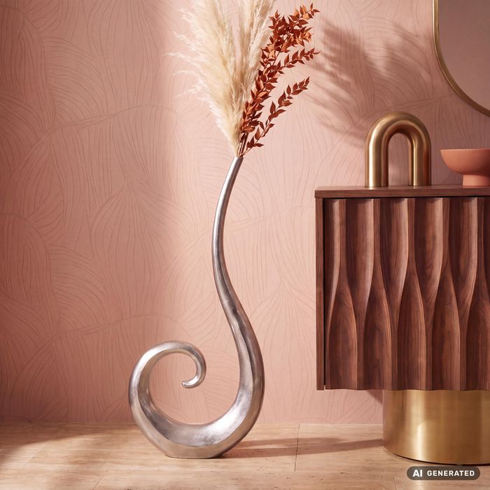 Vase 100 cm Aluminium Blumenvase Spirale Bodenvase Wohndeko Groß Dekovase Modern