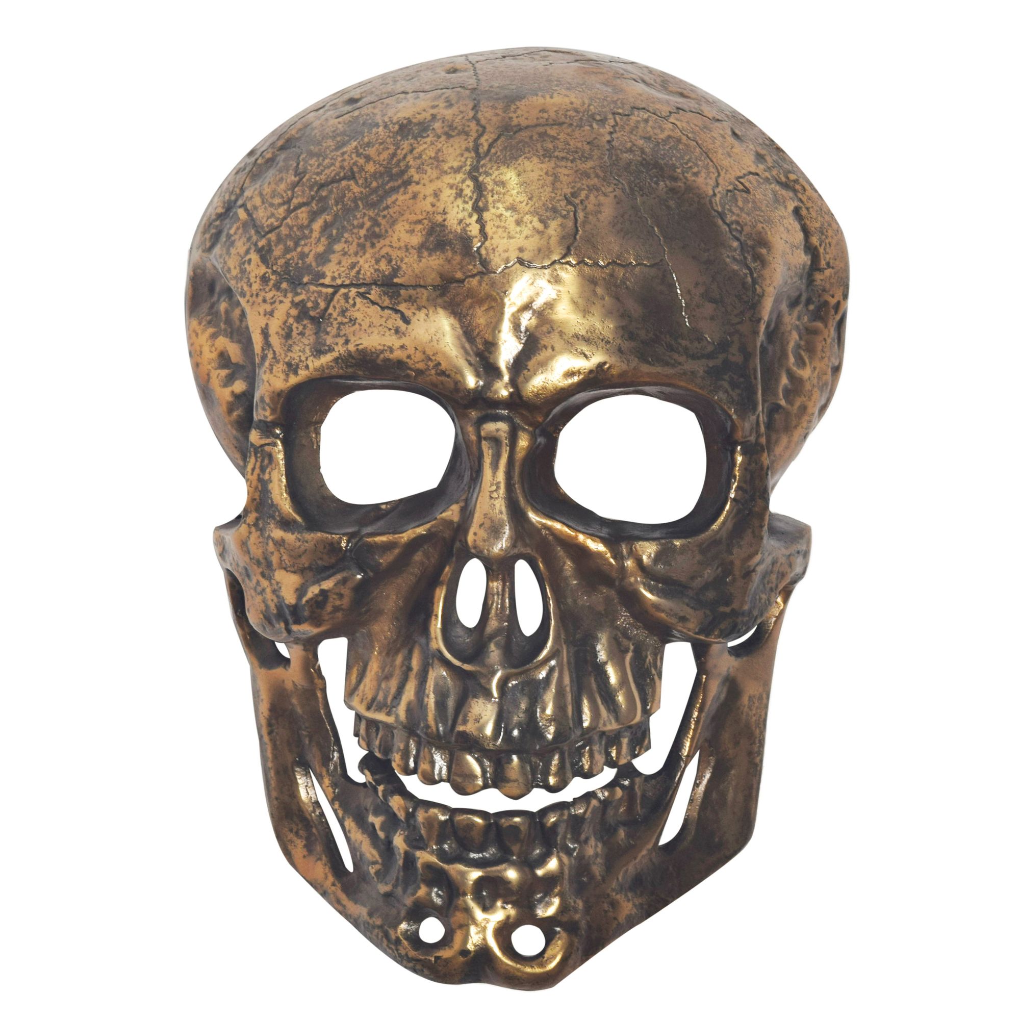 FineBuy Wanddeko Totenkopf Aluminium 41 cm Schädel Groß, Design Wanddekoration Metall Deko Alu Modern, Wohndeko Skull, Wandskulptur Dekoration Wohnaccessoire | Farbe: Gold