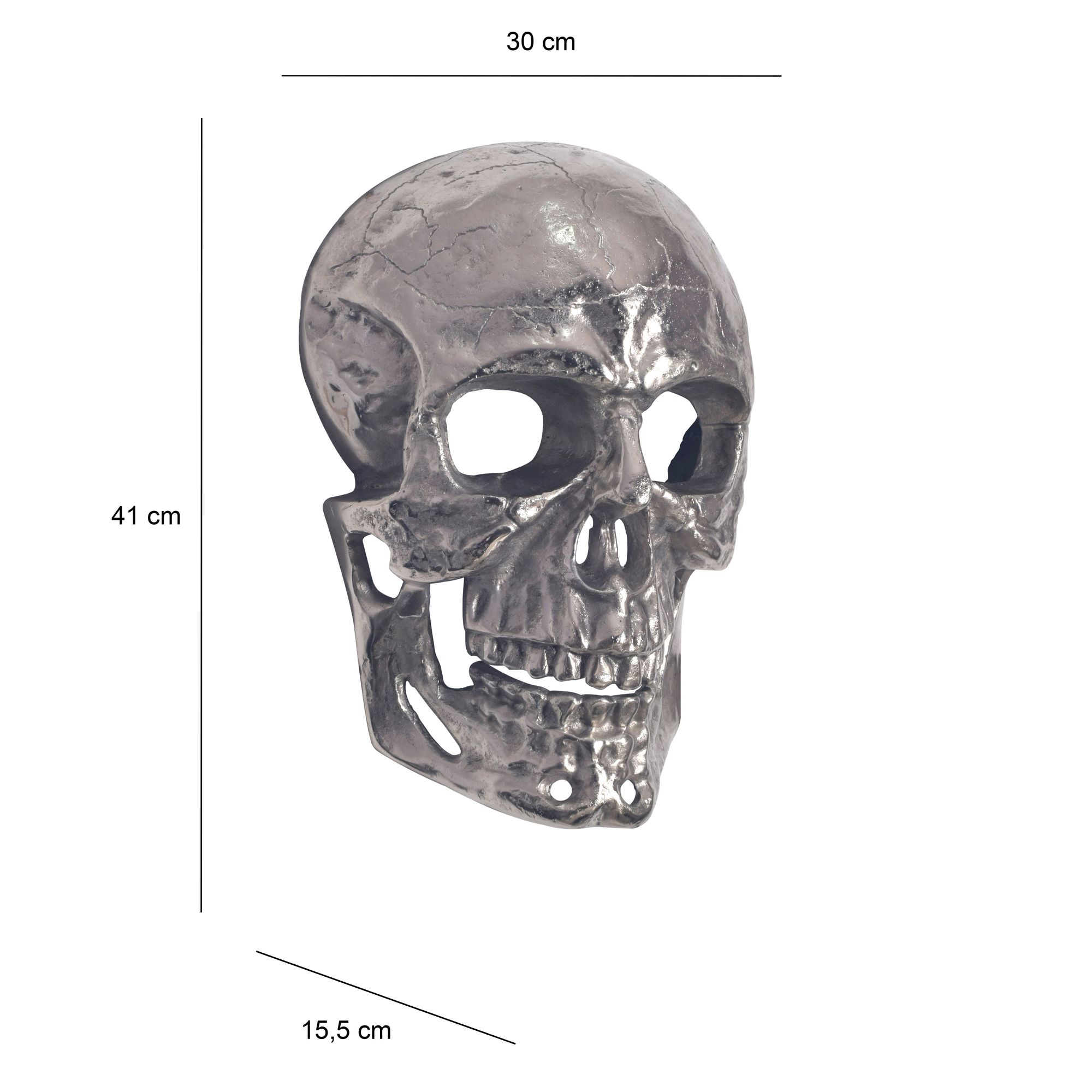 Wanddeko FineBuy Totenkopf 41 cm Aluminium Schädel Deko Dekoration Modern Skull – Ansicht 3