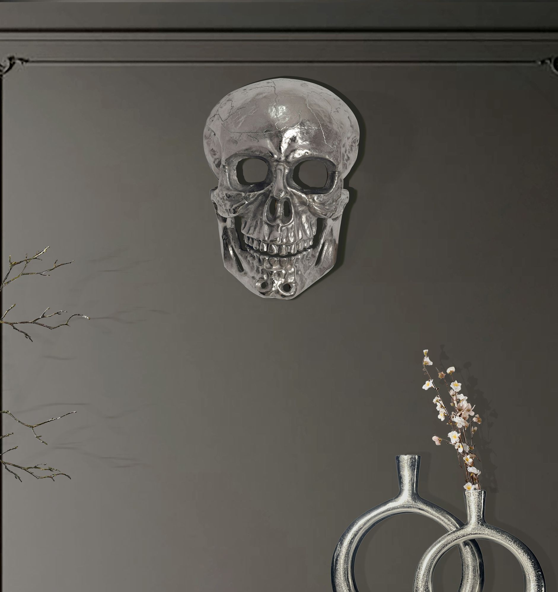 Wanddeko FineBuy Totenkopf 41 cm Aluminium Schädel Deko Dekoration Modern Skull – Ansicht 2