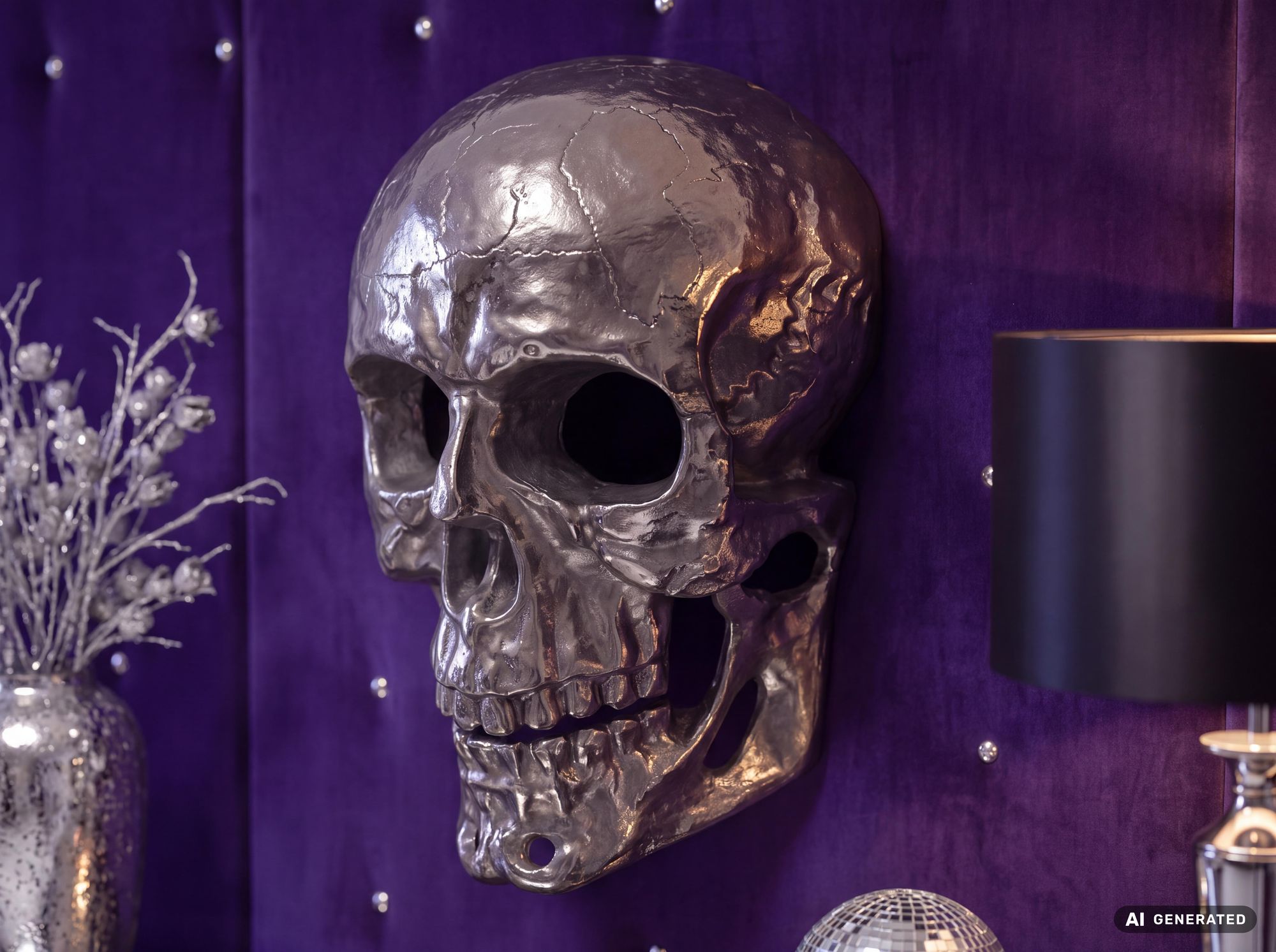 Wanddeko FineBuy Totenkopf 41 cm Aluminium Schädel Deko Dekoration Modern Skull – Ansicht 4