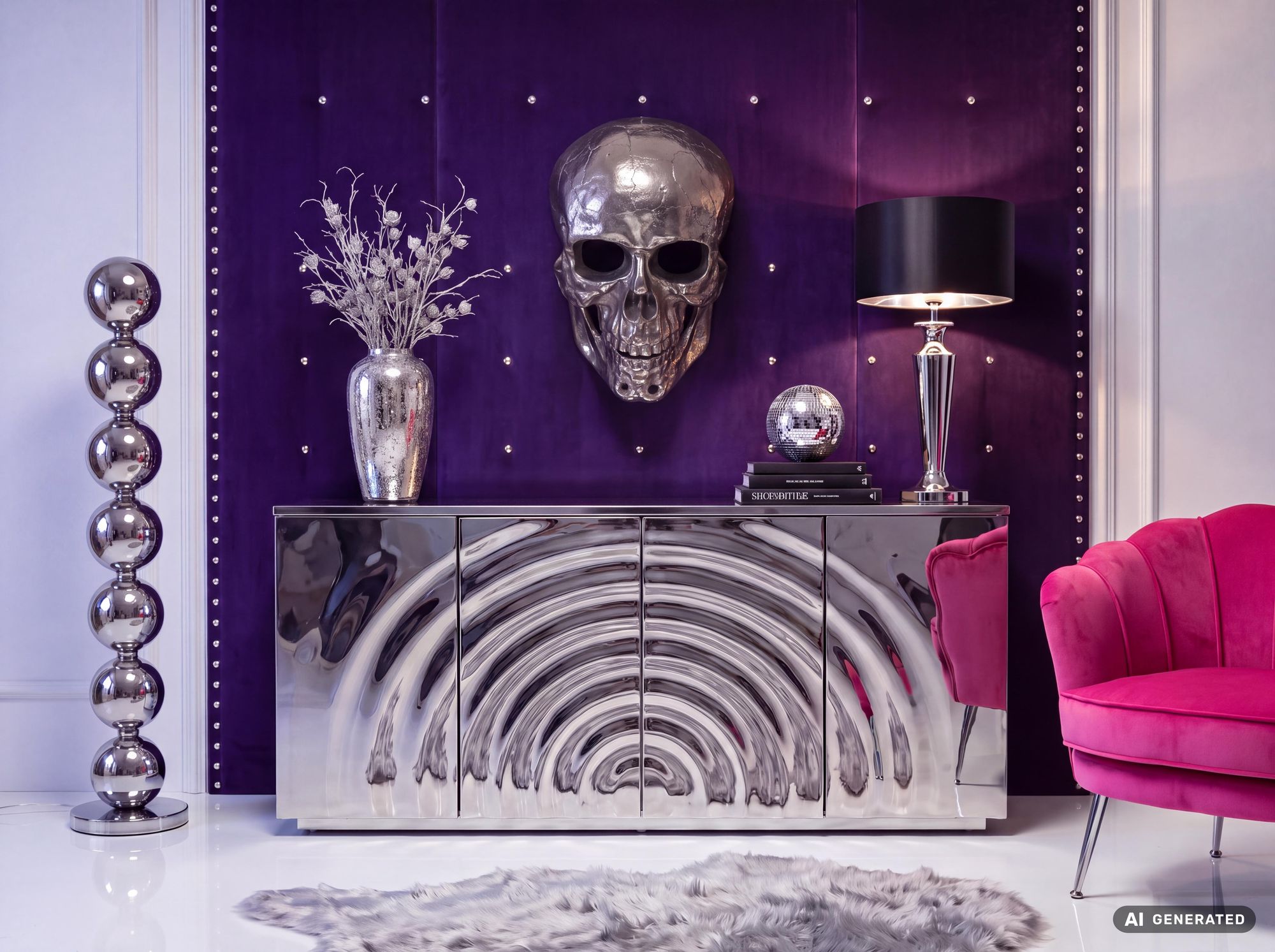 Wanddeko FineBuy Totenkopf 41 cm Aluminium Schädel Deko Dekoration Modern Skull – Ansicht 2