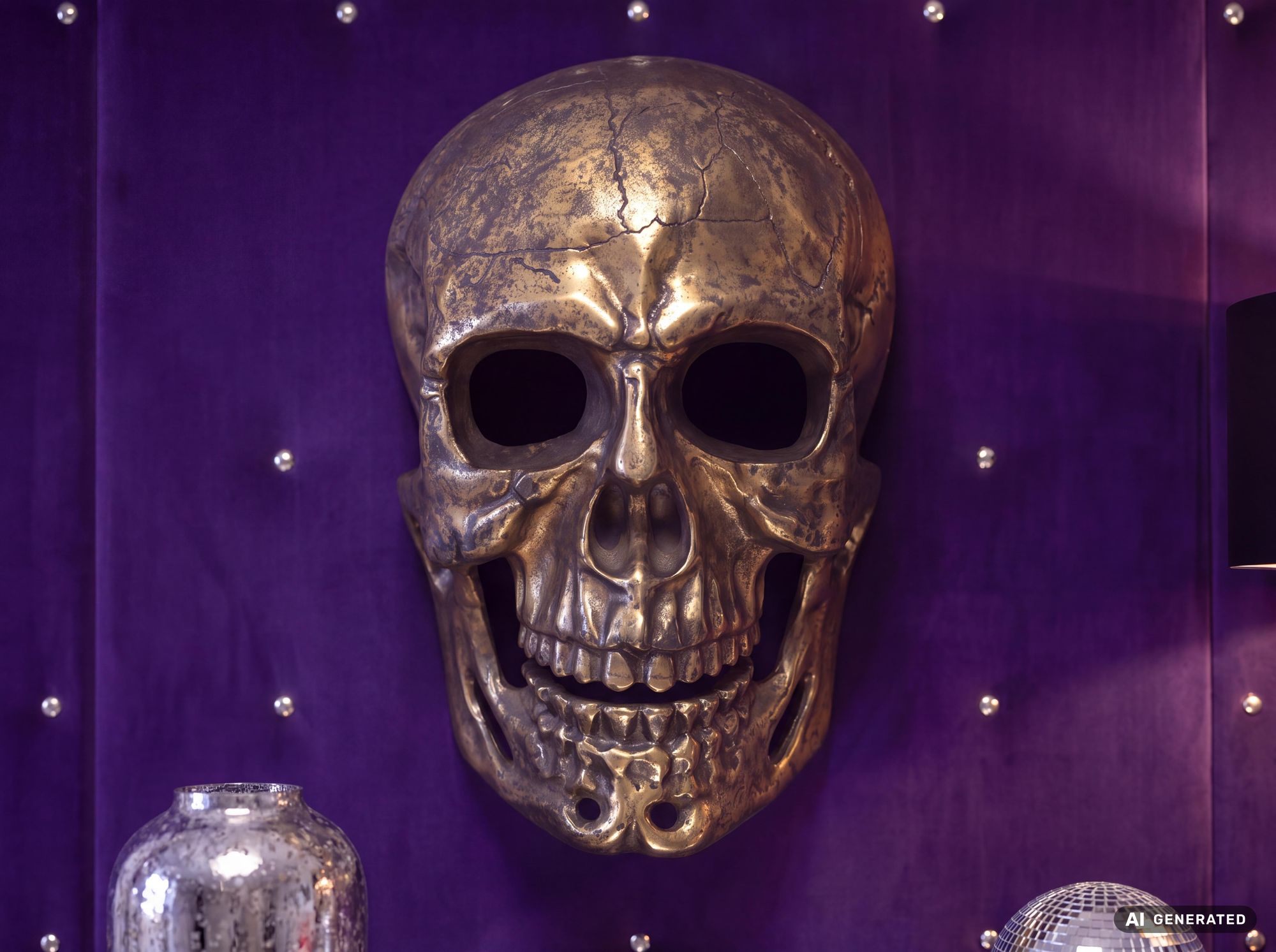 Wanddeko FineBuy Totenkopf 41 cm Aluminium Schädel Deko Dekoration Modern Skull – Ansicht 7