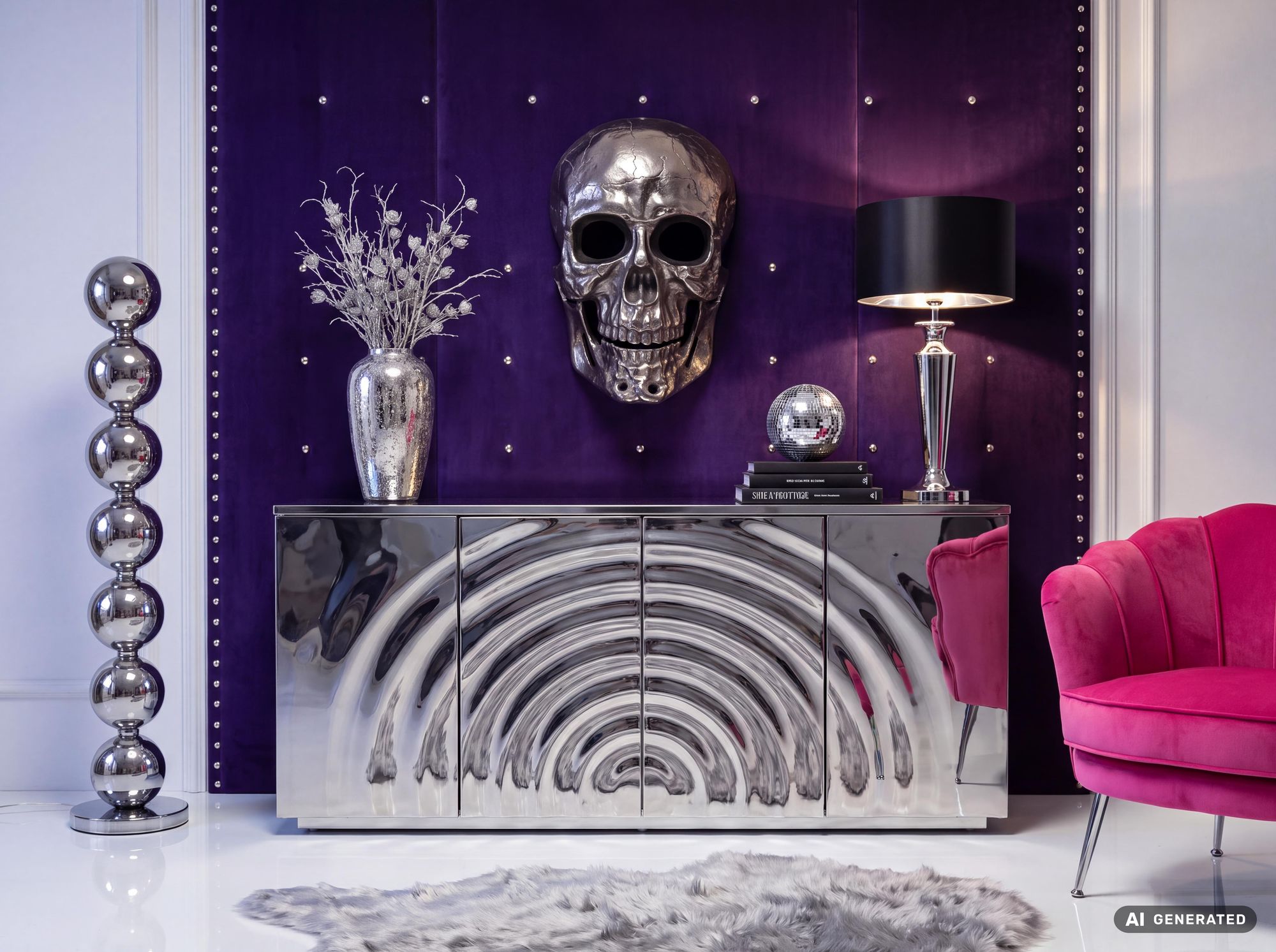 Wanddeko FineBuy Totenkopf 41 cm Aluminium Schädel Deko Dekoration Modern Skull – Ansicht 5