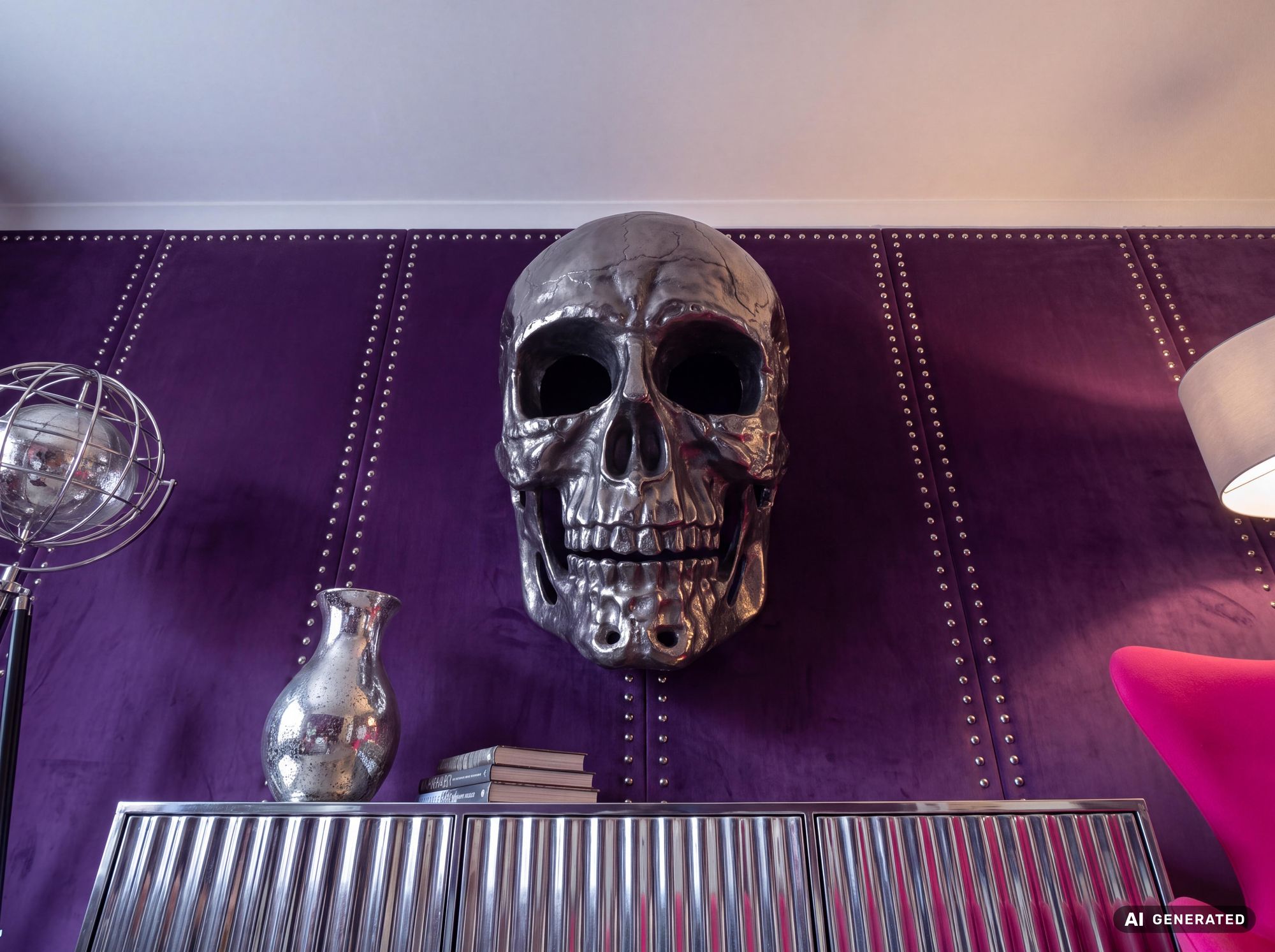 Wanddeko FineBuy Totenkopf 41 cm Aluminium Schädel Deko Dekoration Modern Skull – Ansicht 7