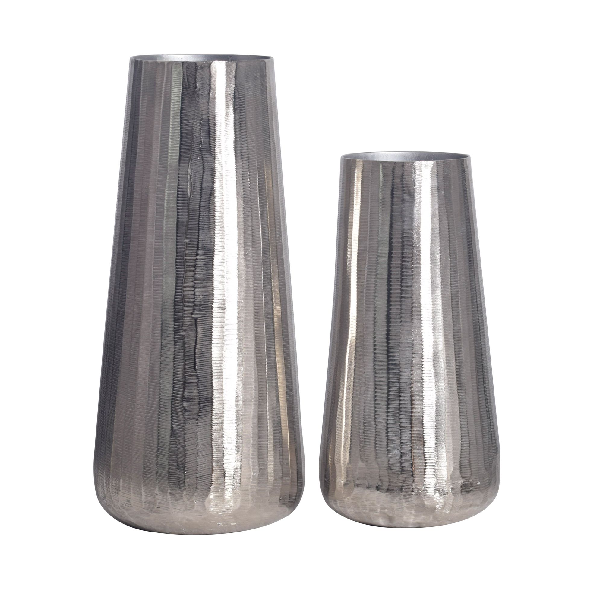 Vase 2er Set FineBuy Blumenvase Aluminium Silber Wohndeko Tischvase Modern Rund – Ansicht 6