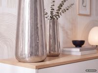 Vase 2er Set FineBuy Blumenvase Aluminium Silber Wohndeko Tischvase Modern Rund – Ansicht 4