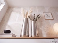 Vase 2er Set FineBuy Blumenvase Aluminium Silber Wohndeko Tischvase Modern Rund – Ansicht 7