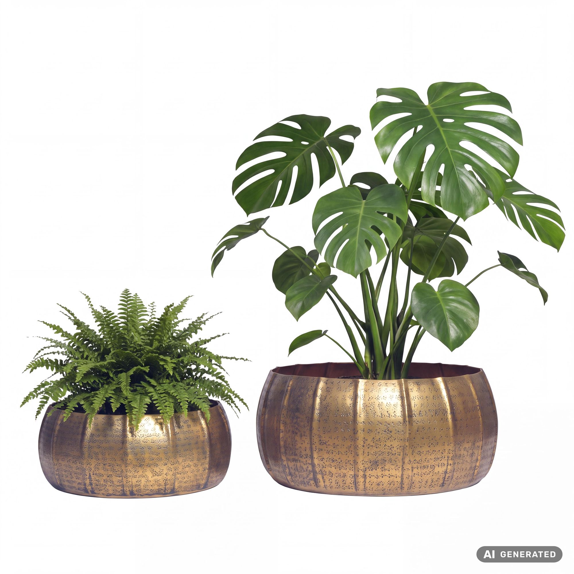 Pflanzgefäß 2er Set FineBuy Metall Schale Deko Blumentopf Rund Hammerschlag – Ansicht 6