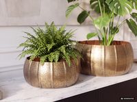 Pflanzgefäß 2er Set FineBuy Metall Schale Deko Blumentopf Rund Hammerschlag – Ansicht 4