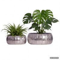 Pflanzgefäß 2er Set FineBuy Metall Schale Deko Blumentopf Rund Hammerschlag – Ansicht 6