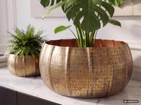 Pflanzgefäß 2er Set FineBuy Metall Schale Deko Blumentopf Rund Hammerschlag – Ansicht 8