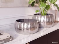 Pflanzgefäß 2er Set FineBuy Metall Schale Deko Blumentopf Rund Hammerschlag – Ansicht 8