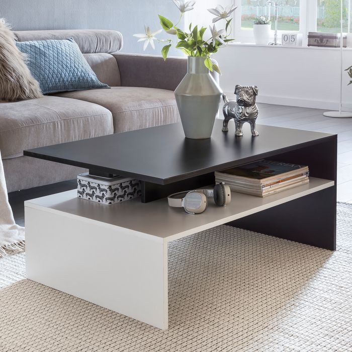 FineBuy Wohnzimmertisch Couchtisch Sofatisch Loungetisch mit Ablage 90 x 60 cm