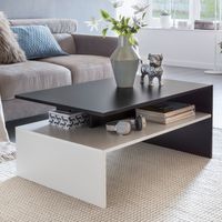FineBuy Wohnzimmertisch Couchtisch Sofatisch Loungetisch mit Ablage 90 x 60 cm – Ansicht 1