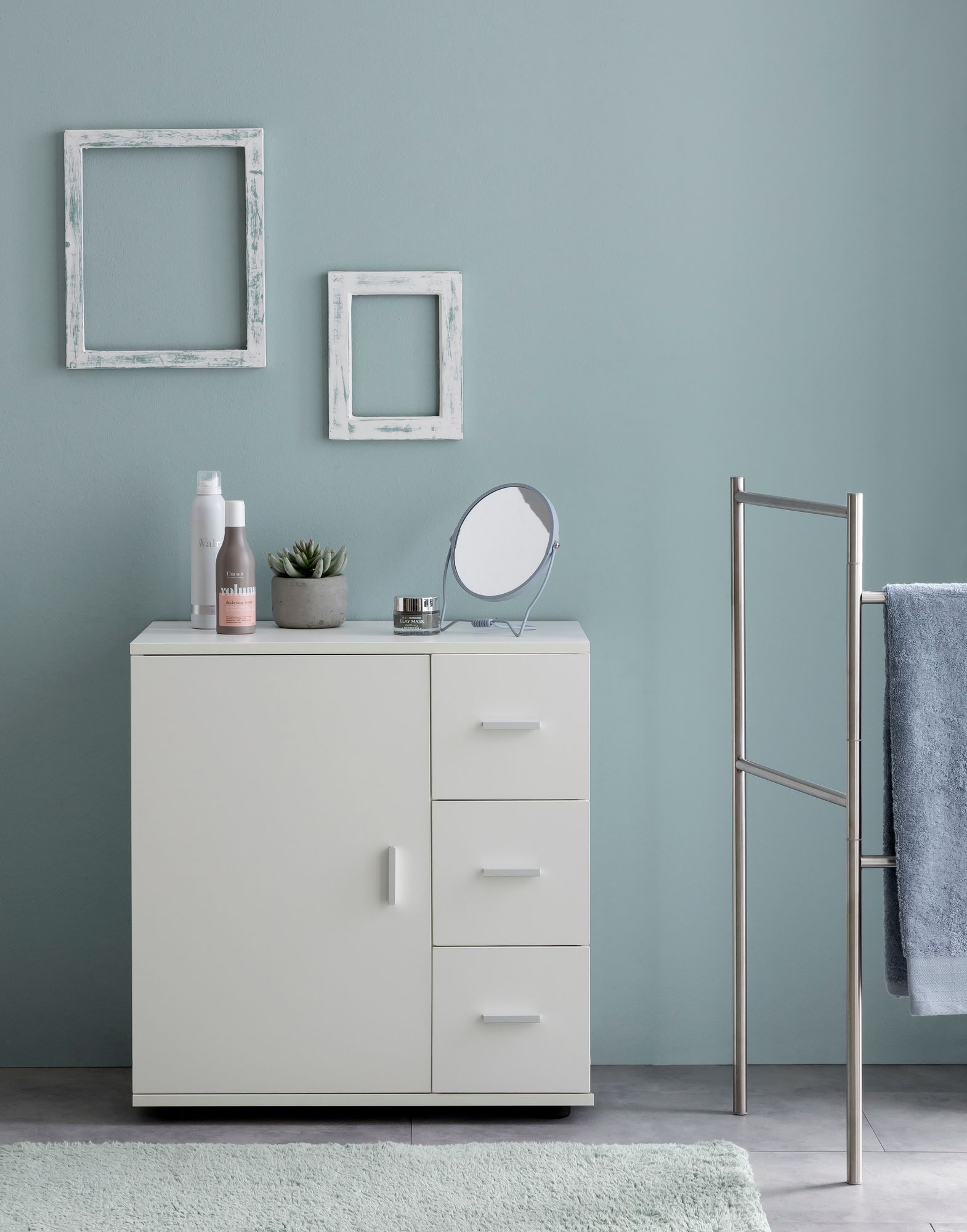 FineBuy Badschrank Midischrank Weiß Badezimmerschrank Matt Kommode – Ansicht 5