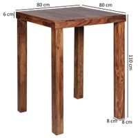 FineBuy Bartisch Massivholz Sheesham 80x80x110cm Stehtisch Bistrotisch Tisch – Ansicht 3