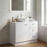 FineBuy Bad Waschbecken Unterschrank 54 x 63 x 30 cm 1 Tür 3 Schubladen weiß – Ansicht 2
