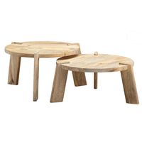 Couchtisch Set 2er Massivholz rund Wohnzimmertisch Beistelltisch Satztische – Ansicht 6