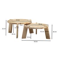 Couchtisch Set 2er Massivholz rund Wohnzimmertisch Beistelltisch Satztische – Ansicht 3