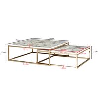 Couchtisch 2er Set FineBuy Satztisch Weiß Marmor Optik Modern Metallgestell – Ansicht 3