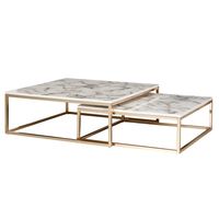Couchtisch 2er Set FineBuy Satztisch Weiß Marmor Optik Modern Metallgestell – Ansicht 6