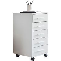 Rollcontainer Holz Rollen Standcontainer 33x63x38cm Weiß Schreibtischcontainer – Ansicht 6