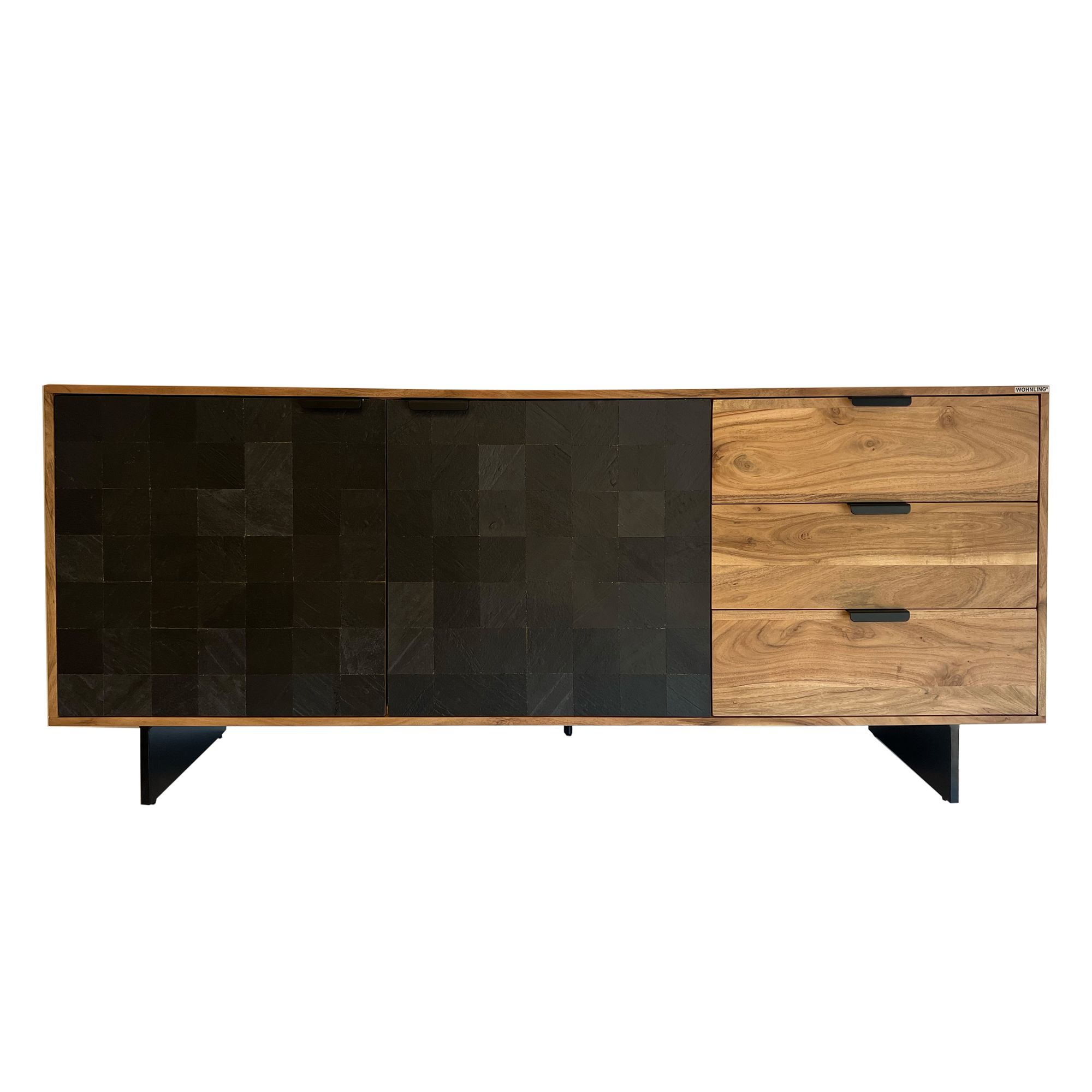 Sideboard FineBuy 175 cm Massivholz Steinoptik Kommode Anrichte Türen Schubladen – Ansicht 6