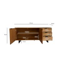 Sideboard FineBuy 175 cm Massivholz Steinoptik Kommode Anrichte Türen Schubladen – Ansicht 3