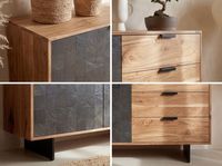 Sideboard FineBuy 175 cm Massivholz Steinoptik Kommode Anrichte Türen Schubladen – Ansicht 5