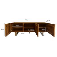 TV Schrank FineBuy Lowboard 160 cm Holz Massiv Fernsehkommode Fernsehschrank – Ansicht 3