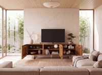 TV Schrank FineBuy Lowboard 160 cm Holz Massiv Fernsehkommode Fernsehschrank – Ansicht 2