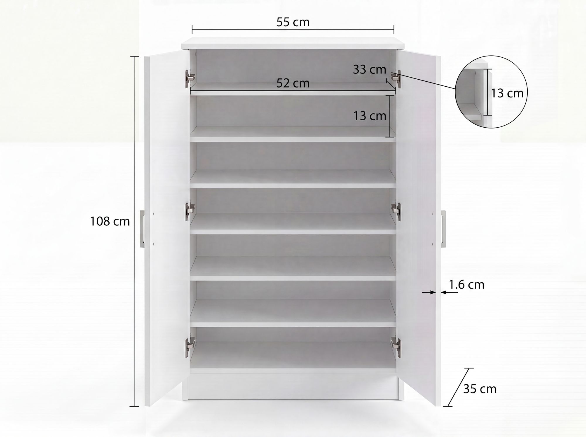 Schuhschrank FineBuy Flurschrank Flurmöbel Holz Weiß Schuhkommode Schuhregal – Ansicht 3