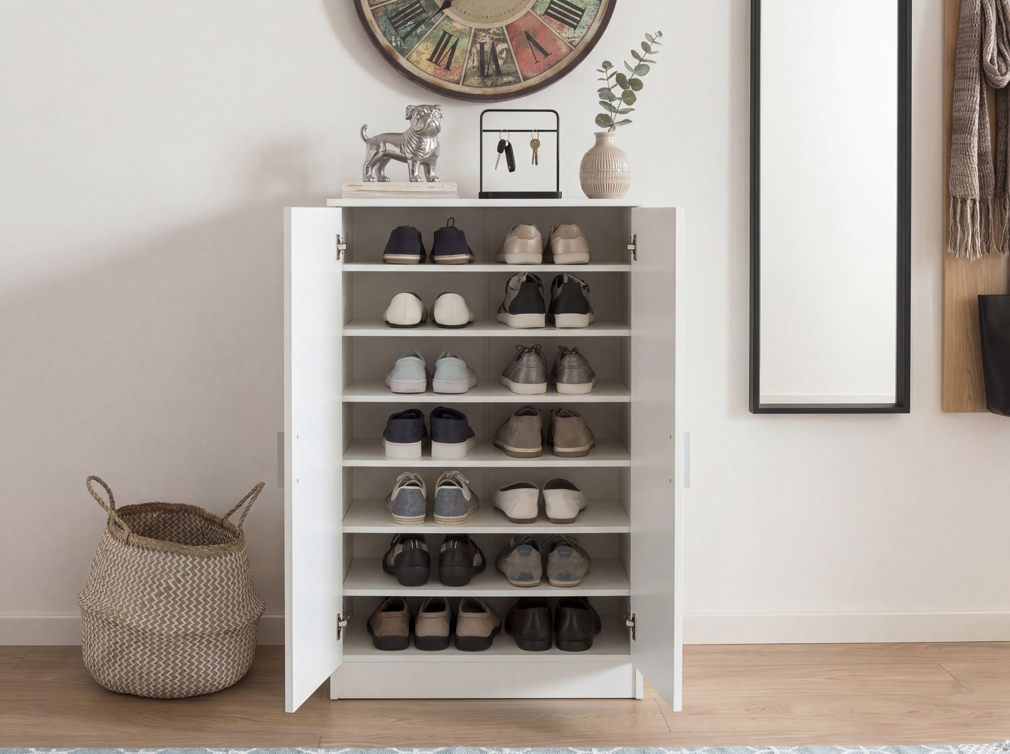 Schuhschrank FineBuy Flurschrank Flurmöbel Holz Weiß Schuhkommode Schuhregal – Ansicht 5