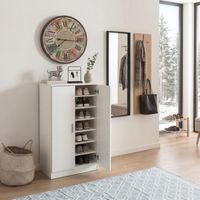 Schuhschrank FineBuy Flurschrank Flurmöbel Holz Weiß Schuhkommode Schuhregal – Ansicht 1