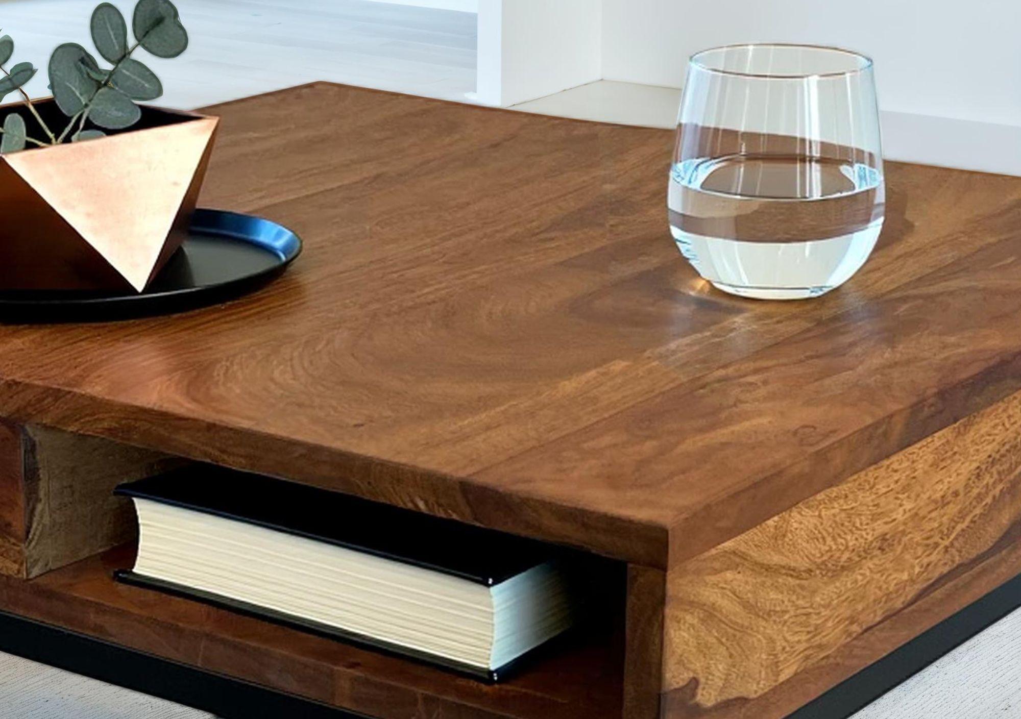 Couchtisch FineBuy Sofatisch Holz Massiv 60 cm Wohnzimmertisch Quadratisch – Ansicht 4