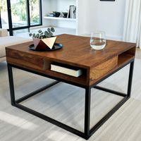 Couchtisch FineBuy Sofatisch Holz Massiv 60 cm Wohnzimmertisch Quadratisch – Ansicht 1