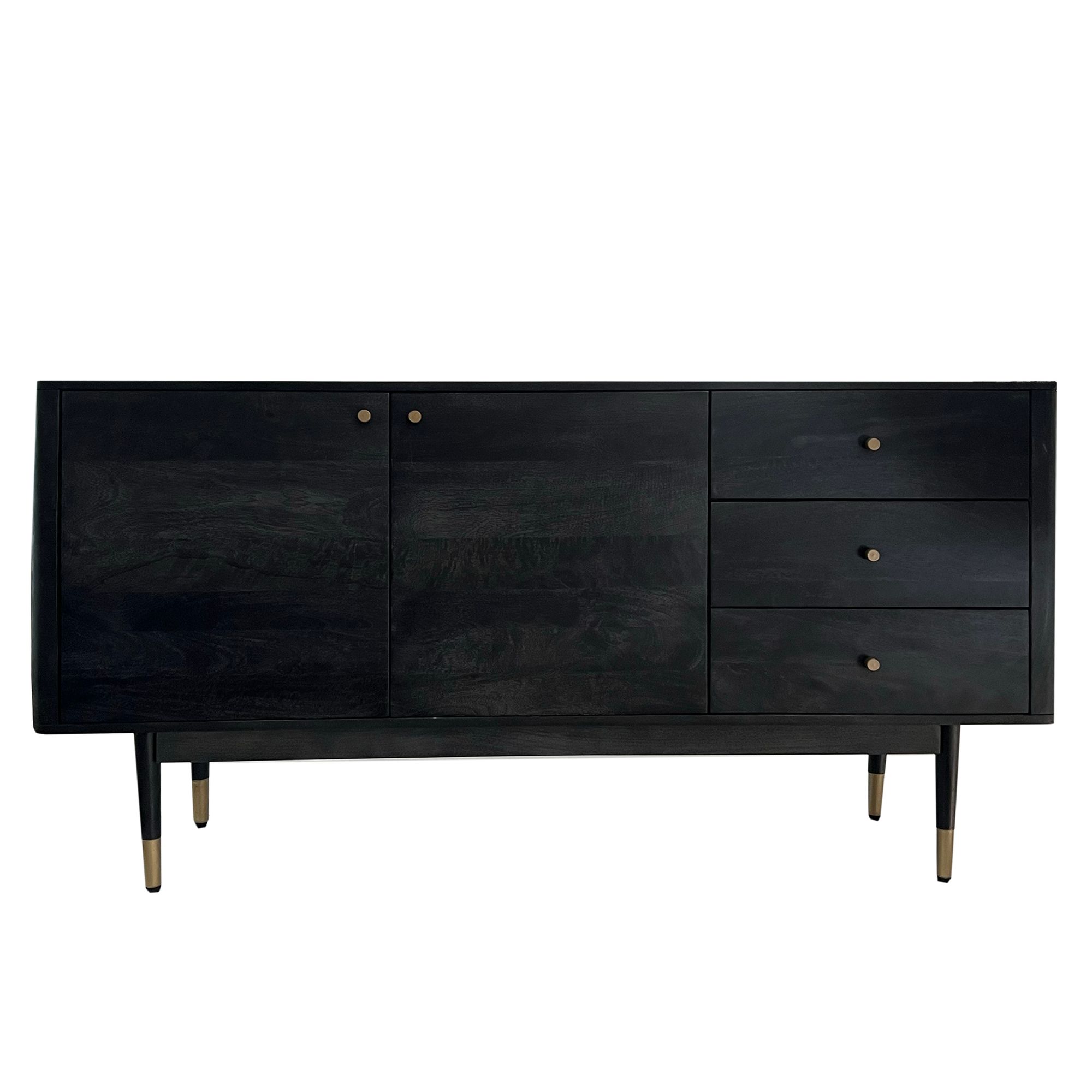 Sideboard FineBuy Anrichte 160 cm Massivholz Schwarz Kommode Türen Schubladen – Ansicht 6